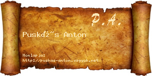 Puskás Anton névjegykártya